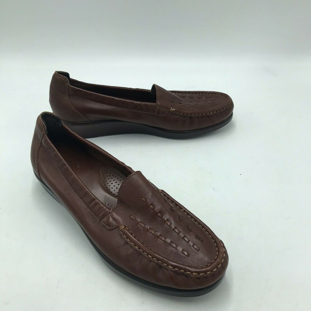 SAS Women's 10M Loafers Tri-pad Comfort Brown Leather Slip On